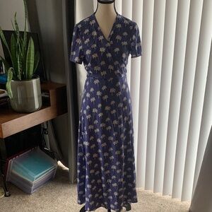 Marine Layer Navy Palm Print Maxi Dress